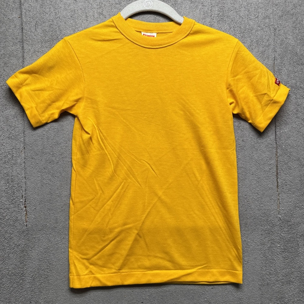 Vintage Levi's Youth Yellow T-Shirt Size 12 Made in USA Single Stitch‎ 90s